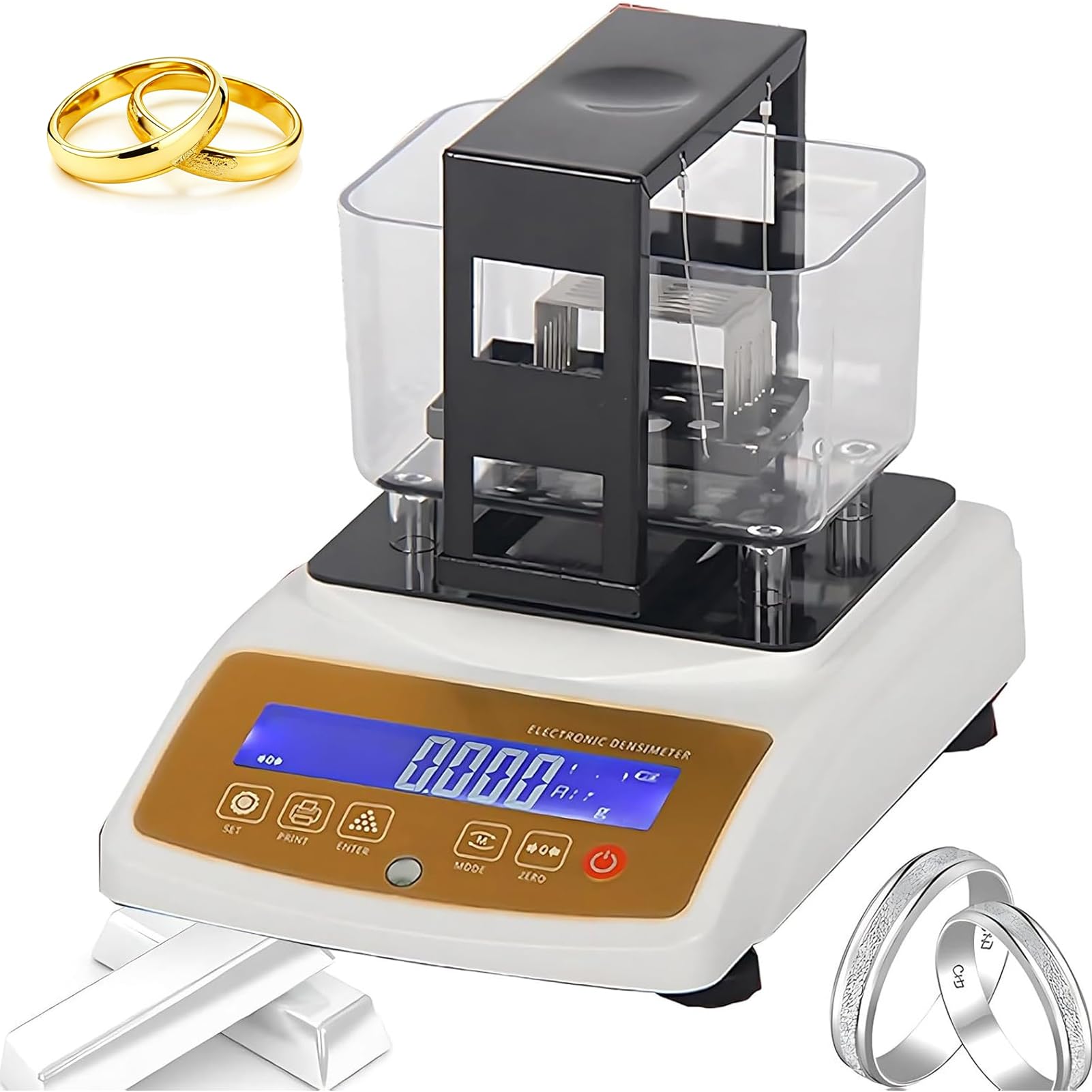 YNBSHGAA Gold Purity Tester Machine, Density Meter for Gold and Silver, Jewelry Tools, Precious Metal Analyzer for Karat Value Detection,5-Density Meter-200K