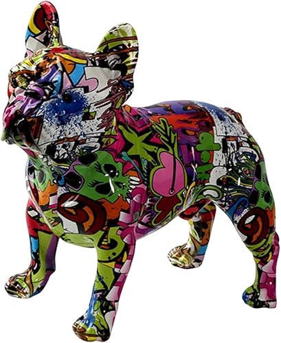 Miniatura 8 de Estatua de bulldog francés, estatuas de bulldog para decoración del hogar, estatua de animal, decoración de estantes, escultura artística de
