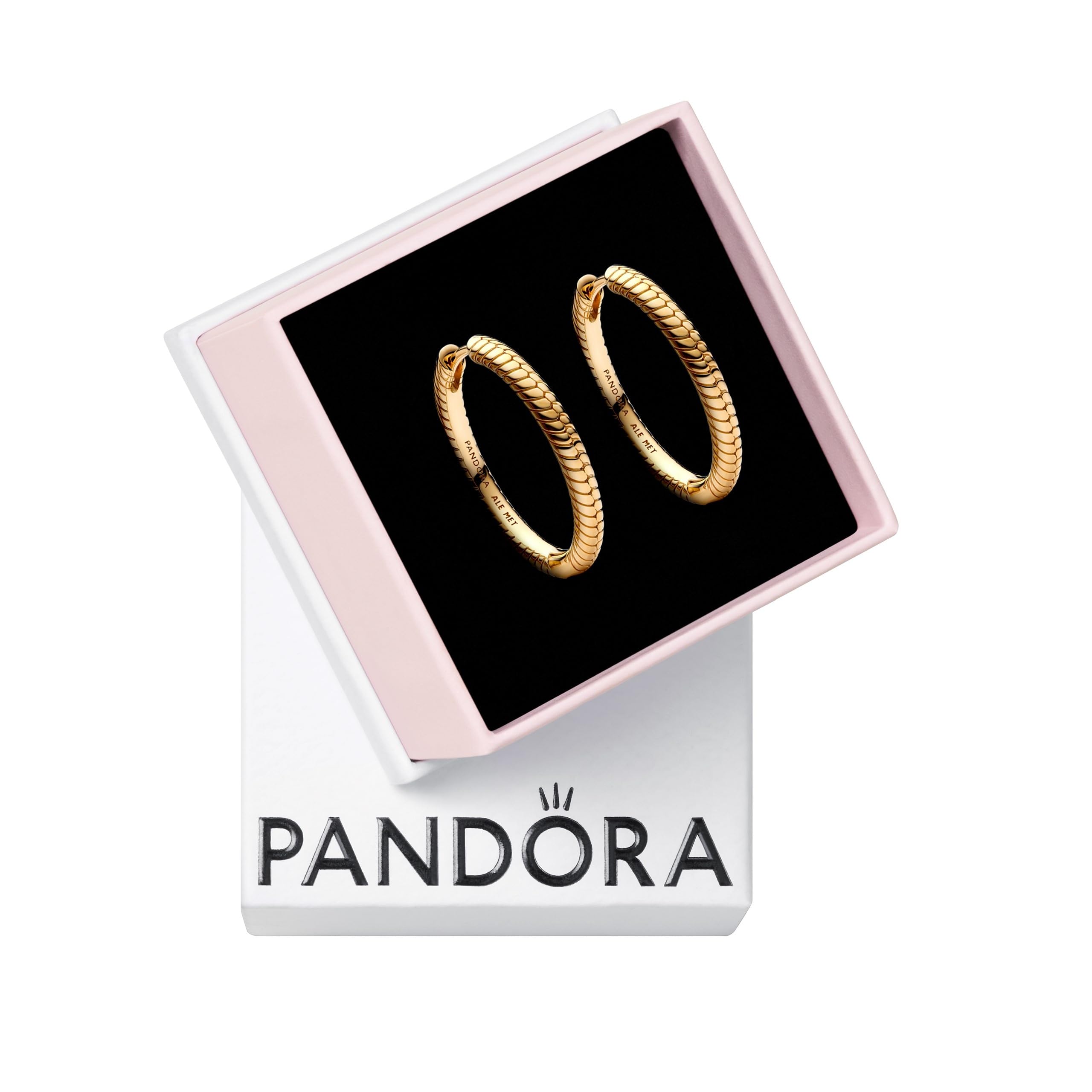 PANDORA Moments Charm Hoop Earrings - Compatible with PANDORA Moments Charms - Gift for Her - 14k Gold Plated Snake Chain Charm - Earrings for Women -
