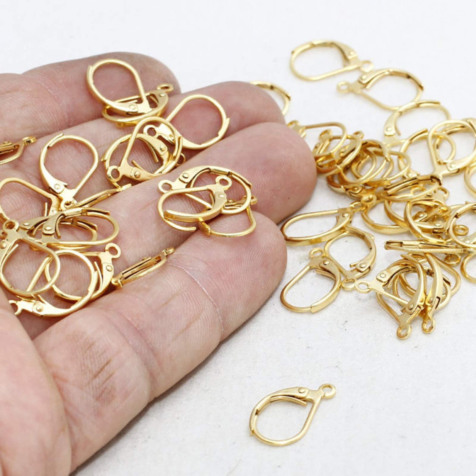 SUNNYCLUE 1 Box 80Pcs 40 Pairs Leverback Earring Hooks Real