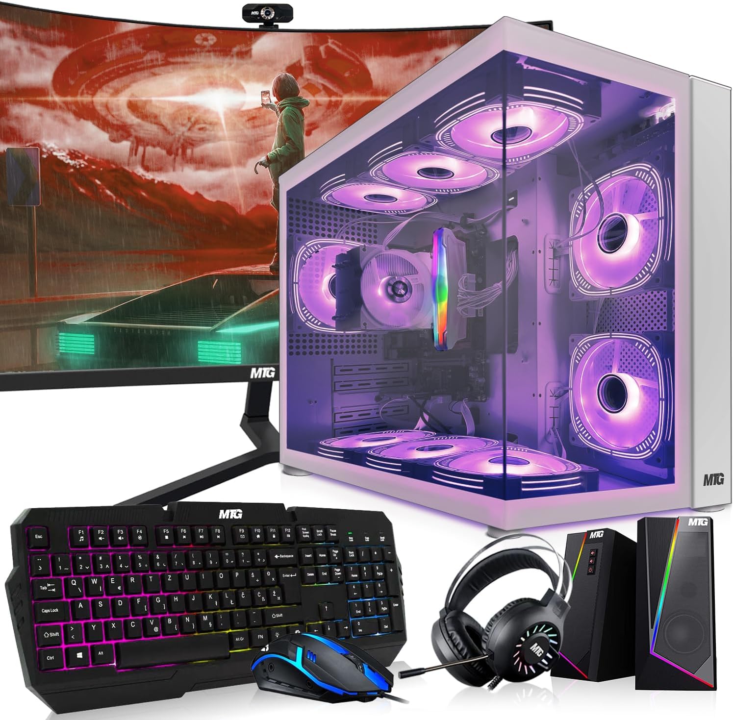 MTG Khuno Gaming Tower PC- Intel Core i5-8th Gen, GTX 1660S 6GB 192bits, 32GB ARGB Ram, 256GB Nvme, 27 Inch Curve Monitor, RGB Gamer Bundle Combo, Webcam, Win 11 Home