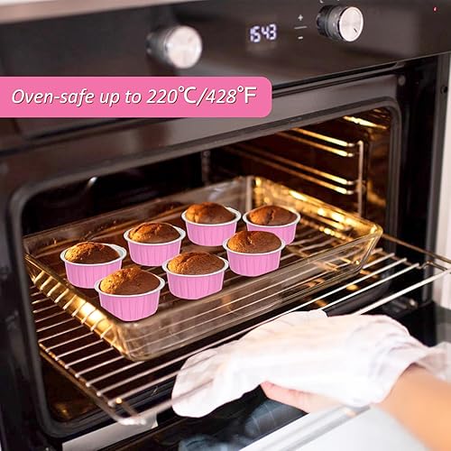 Miniatura 4 de JuneHeart Mini moldes para pasteles con tapas y cucharas (paquete de 100 moldes redondos desechables de 5 onzas), moldes desechables de aluminio