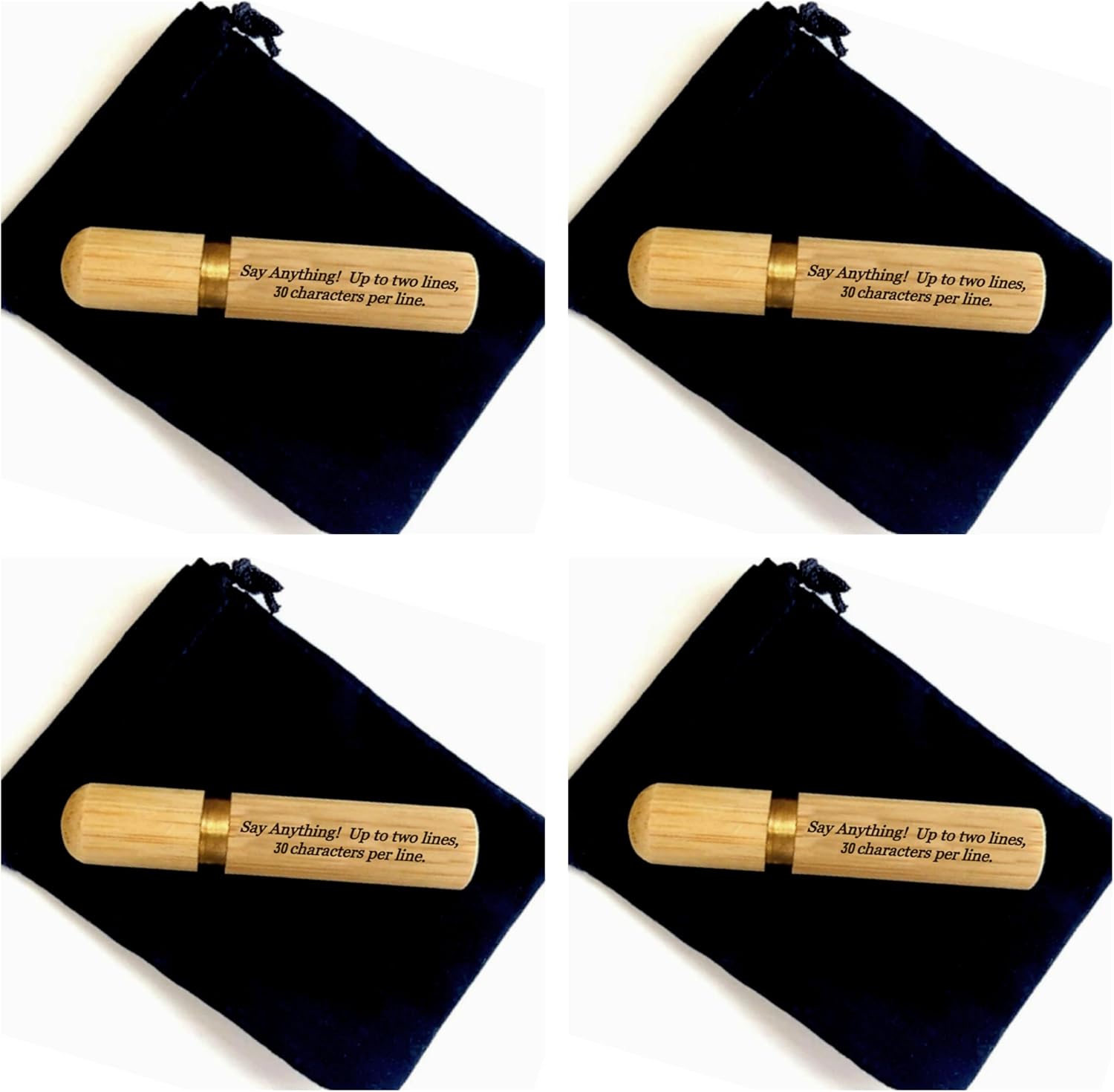 SET OF FOUR - New Custom Engraved Natural Sandalwood Cremation Urn/Scattering Tube - Fits Pocket or Purse, Perfect for Travel, TSA Compliant