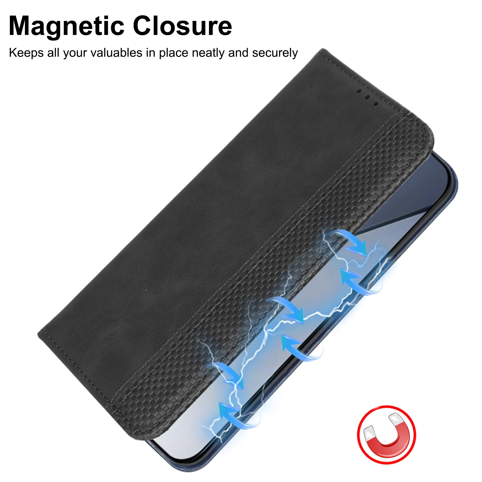 Azororo Hoesje voor Samsung Galaxy S20 5G, magnetische Flip case, opvouwbaar standfunctie Cover beschermhoes met kaartsleuf en portemonnee, leren hoes voor Samsung Galaxy S20, Zwart