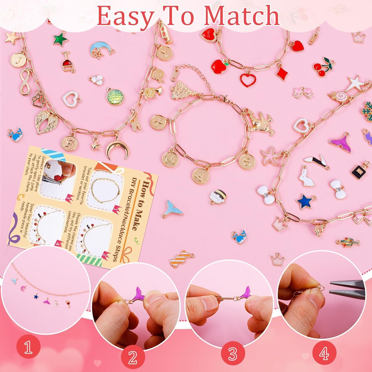 Wurosi 443 Pcs Gold Charm Bracelet Necklace Making Kit for Women, Including 8 Paperclip Chain Bracelets, 4 Paper Clip Chain Necklaces, Accessories for Jewelry Making, Crafts Beginner Supplies Gift - Image 5