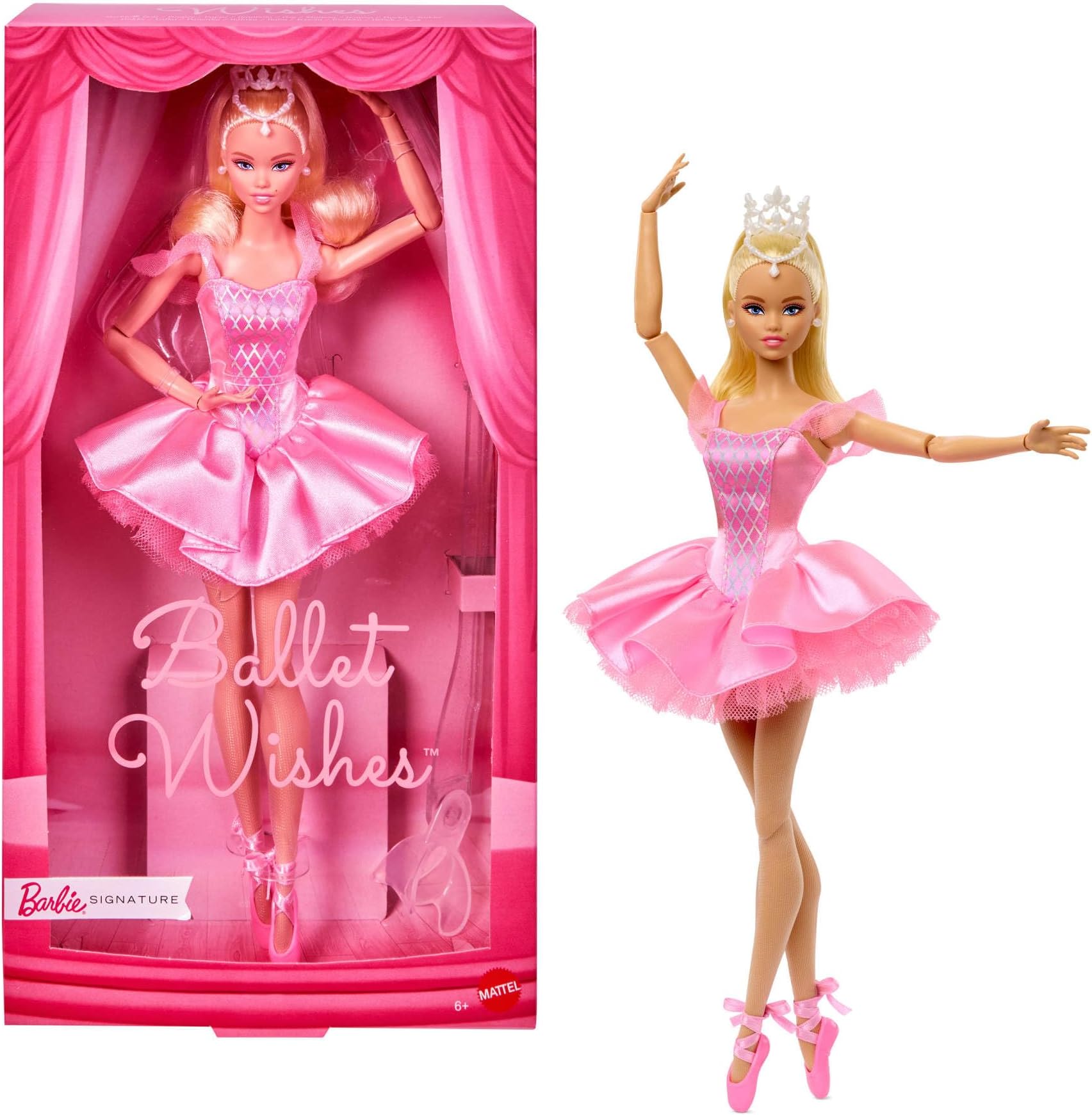 Barbie Signature Ballet Wishes Doll, Collectible Fashion Doll in Satiny, Pink Tutu with Blonde Hair and Giftable Packaging, JBJ10