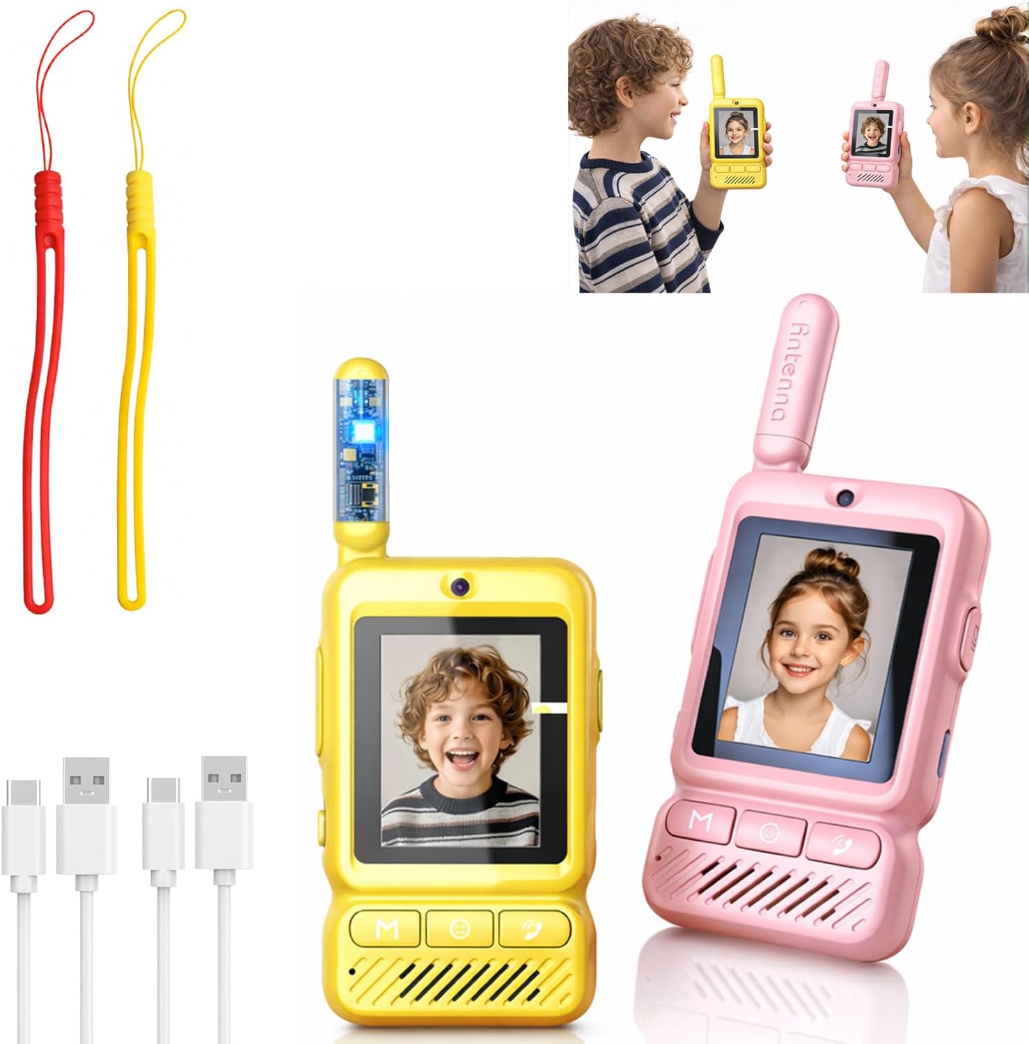 Kids Walkie Talkies 2 Pack, Rechargeable Long Range Radios for Outdoor Adventure, Easy to Use for Boys Girls Age 3–8, with Camera