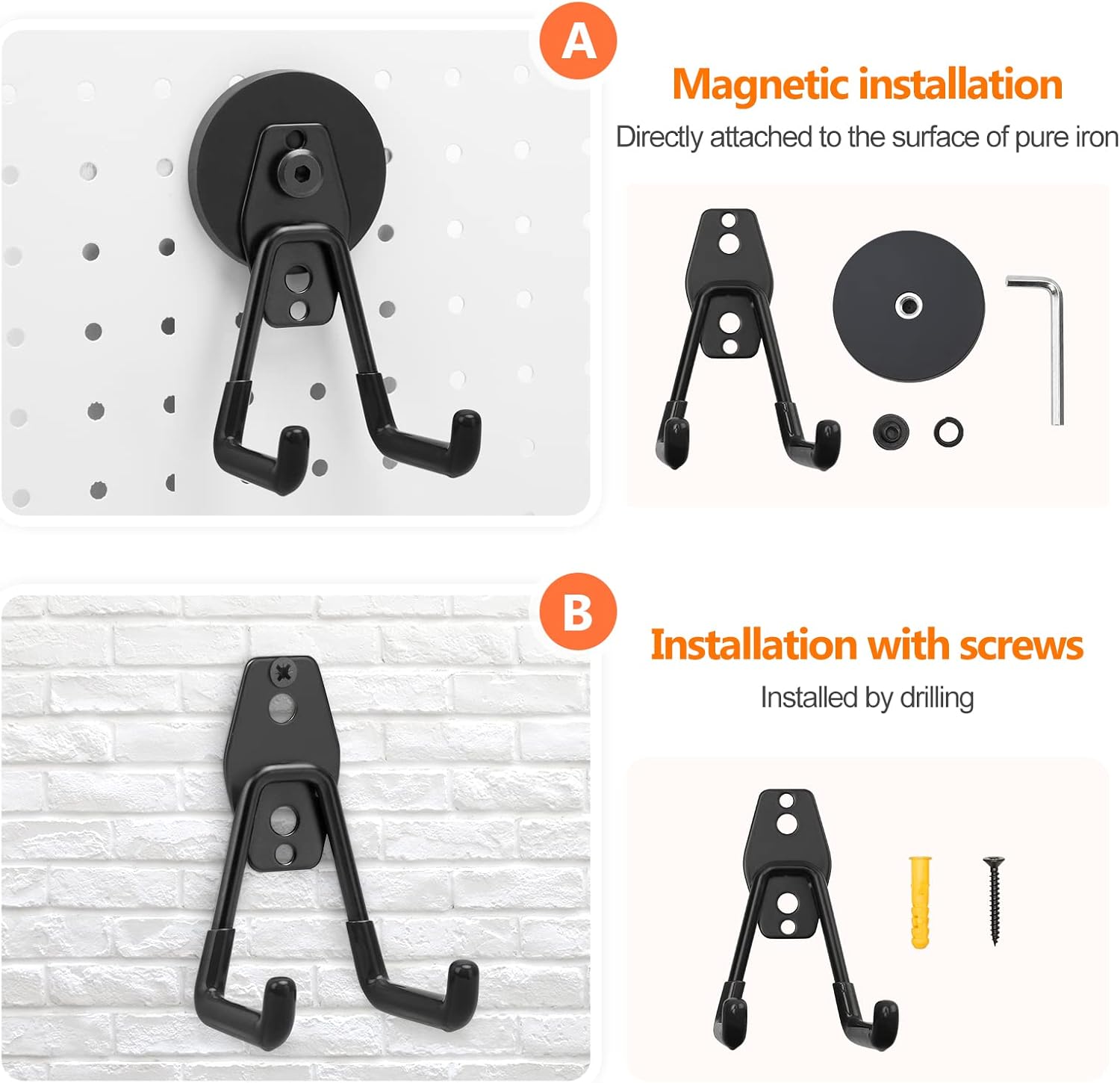 Homde Heavy Duty Magnetic Hook, 3 Pack Strong Magnet Holder for Garage Workshop, Industrial Utility Large Hanger for Hammer Garden Tools Drills Hose, Storage Hooks for Indoor Outdoor
