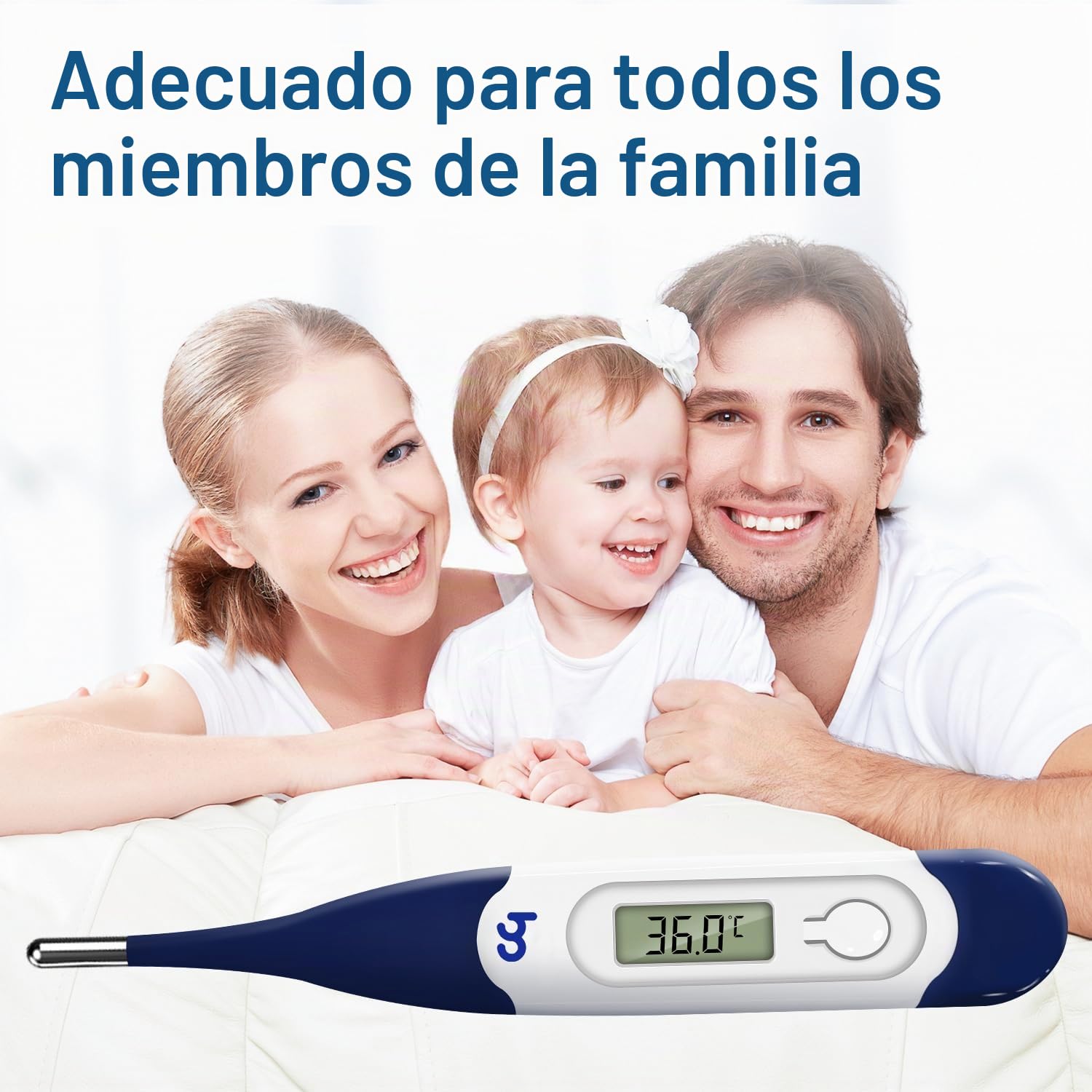 Termómetro digital con punta flexible para adultos, niños y bebés, termómetro médico rápido y preciso para boca y antebrazo, termómetro rectal (azul)