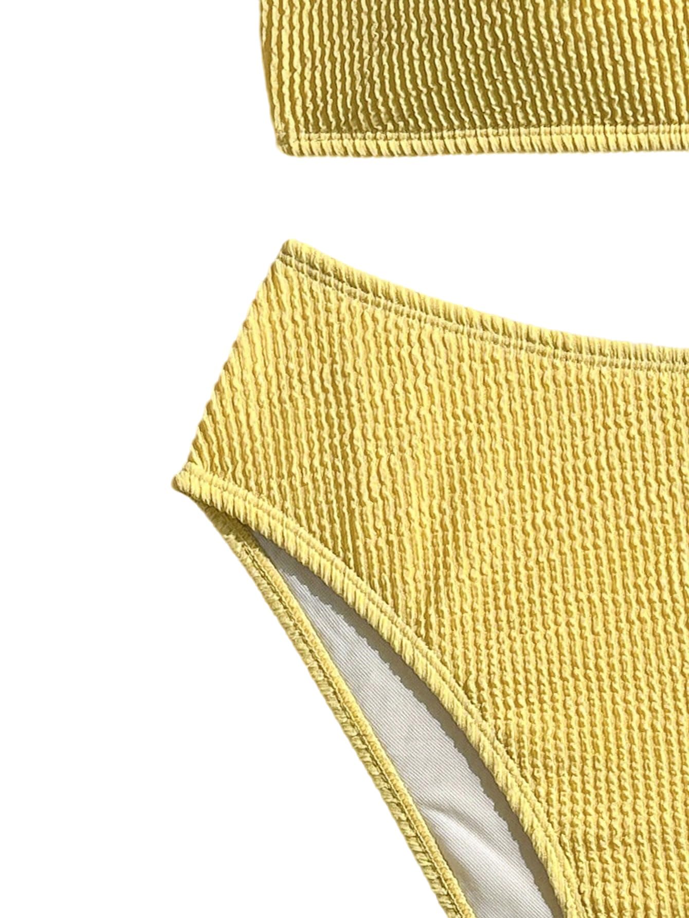 SweatyRocks Bikini bandeau 2 pièces taille haute pour femme