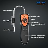 Vista 5 de Elitech Detector de fugas de refrigerante, CLD-100 Detector de fugas de freón Detector de fugas de refrigerante HVAC para automóvil Detector