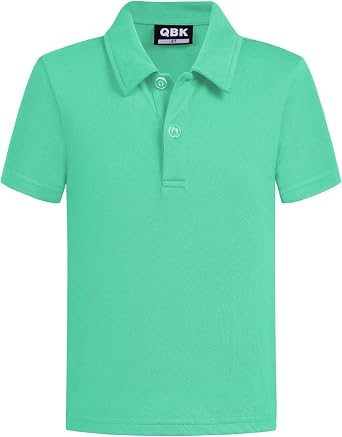 QBK Toddler to Youth Boys School Uniform Pique Polo Kids Short Sleeve Collared Golf Shirt