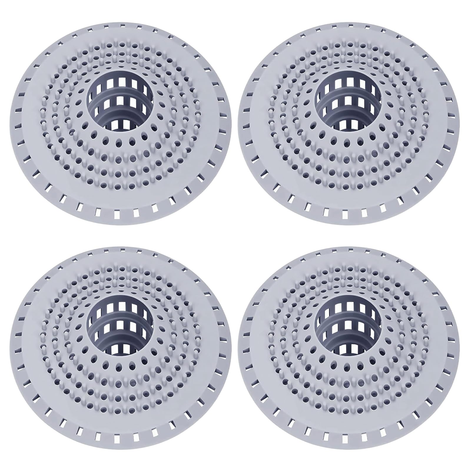 4 Pack Silicone Shower Drain Cover, Hair Catcher for Shower Drain and Kitchen Sink, Shower Drain Hair Catcher with Secure Fit, Drain Hair Catcher for Bathroom and Pool Maintenance