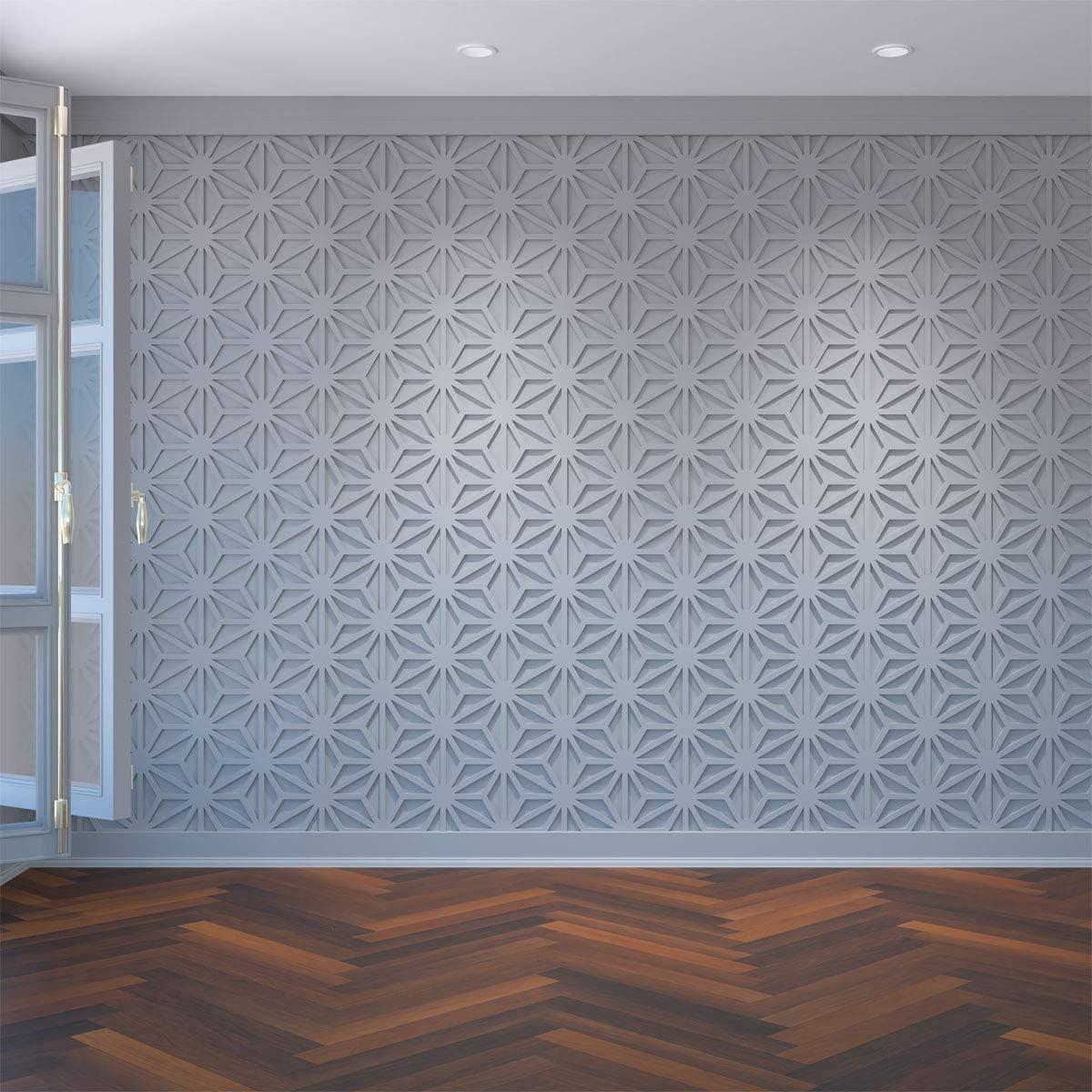 Ekena Millwork 15 3/8"W x 17 3/4"H x 3/8"T Medium Hampton Decorative Fretwork Wall Panels in Architectural Grade PVC
