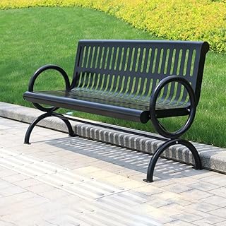Vickyliou Park Benches for Outside， Banco de Parque de Acero Resistente for 2 Personas, Ideal for jardín y Patio al Aire Libre ，Outdoor Benches(Black,180cm)