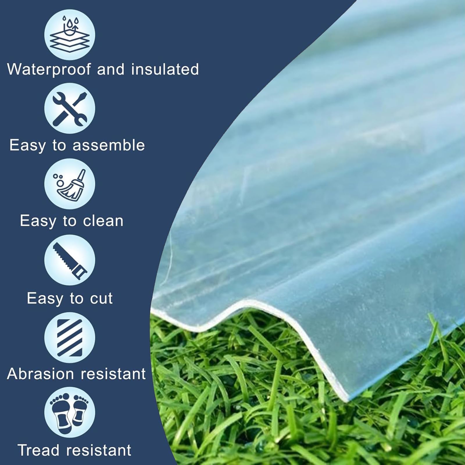 Chapa Ondulada Protección Uv,Paneles for Tejado de Alta Resistencia, Placa Ondulada Anti-UV, Chapas Perfiladas Techo Impermeable, FRP, Techo Cobertizo for Exteriores(5pcs,0.9*0.6m/35*24in)