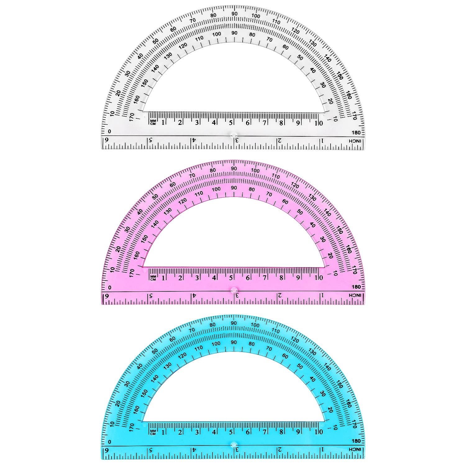Buy 3 Pack Plastic Protractor 6 Inches Math Protractors 180 Degrees for