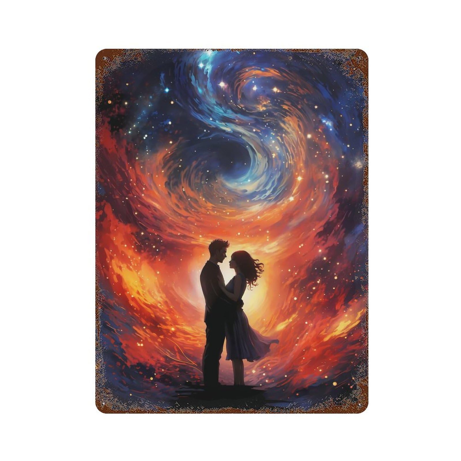 Galactic Embrace Decorative Tin Sign 15.7"x11.8", for Bistro, Counter And Cafe Decor, Novelty Wall Decor