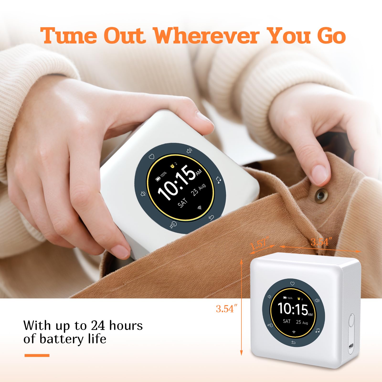 White Noise Sound Machine & Sveglia, assistente intelligente per il sonno portatile, rumore bianco, suoni rilassanti e musica del sonno, esercizi di respirazione e ninne nanne per adulti/bambini,