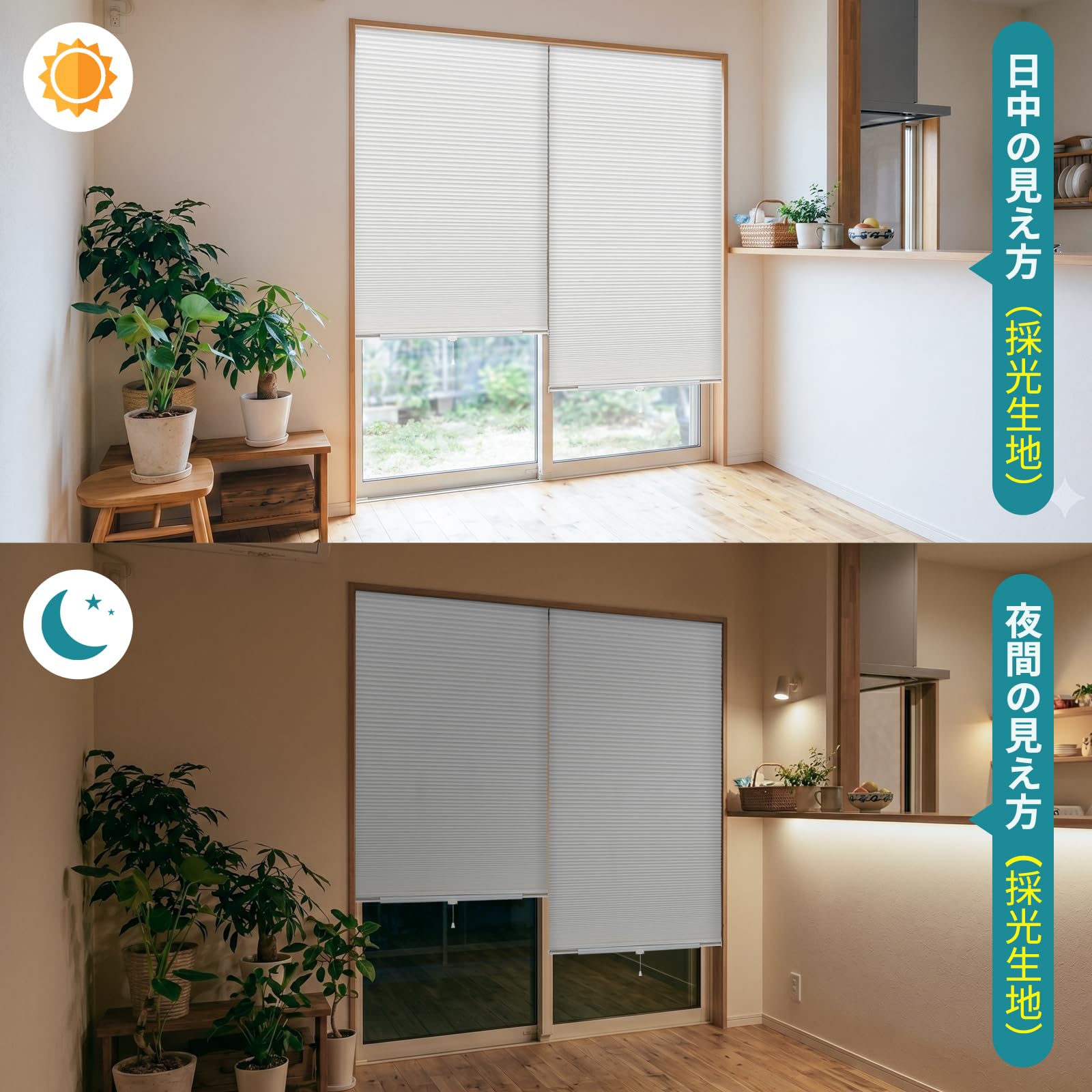 Adliy 貼り付けハニカムシェード フリーカット 採光生地 ホワイト 幅76cm 長さ110cm サイズ調整 遮熱断熱 UVカット 防水防油 騒音対策 プライバシー保護 間仕切り 小窓・スリット窓 オールシーズン 採光ホワイト 80%遮光