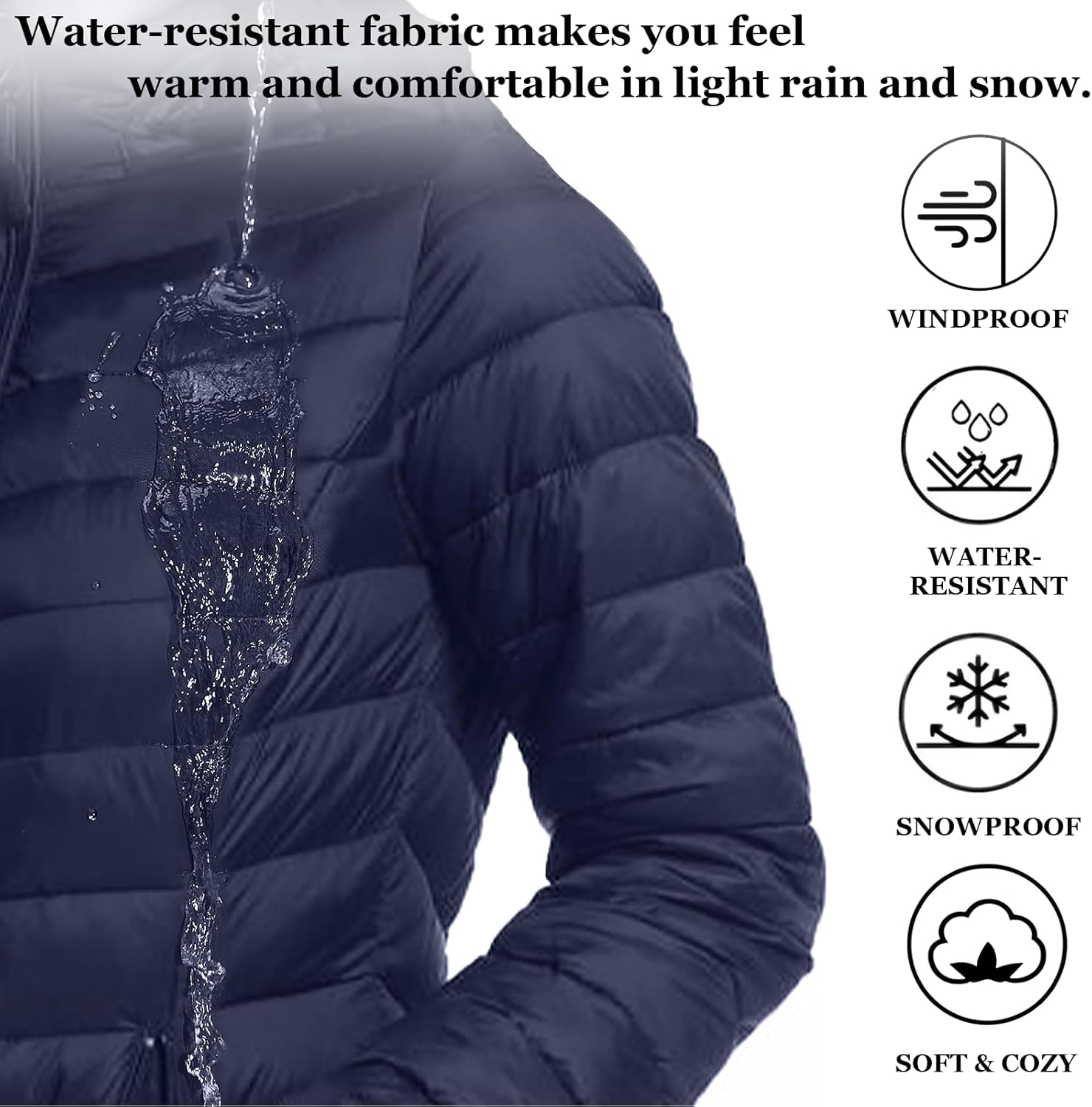 ZMC Women's Packable Winter Puffer Jacket, Lightweight Hooded Puffer Coat, Quilted Mid-Length Coat with Detachable Hood - Image 5