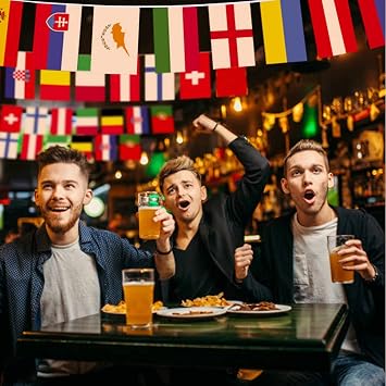 42ft/13m World Flags Bunting 50 Countries, Flags of the World Bunting International Flag Bunting Banner World Cup Football 2026 Olympic Games Party Decorations for Garden Outdoor Bar Street