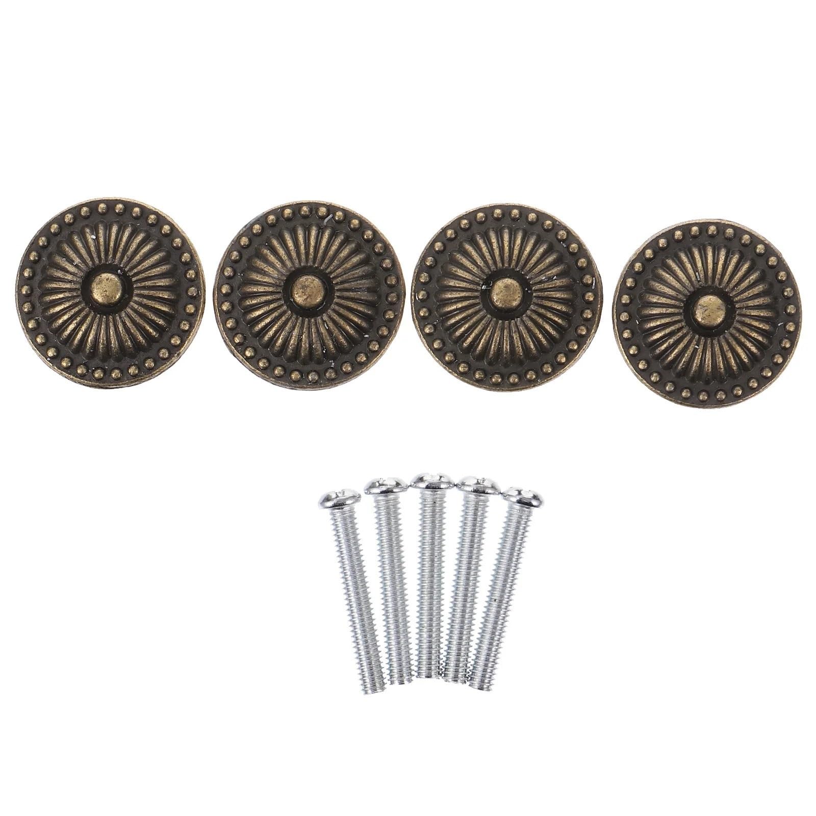 LSNNMU 4Pcs Round Zinc Alloy Drawer Pulls Vintage Cupboard Knobs Bronze Handles for Cupboard