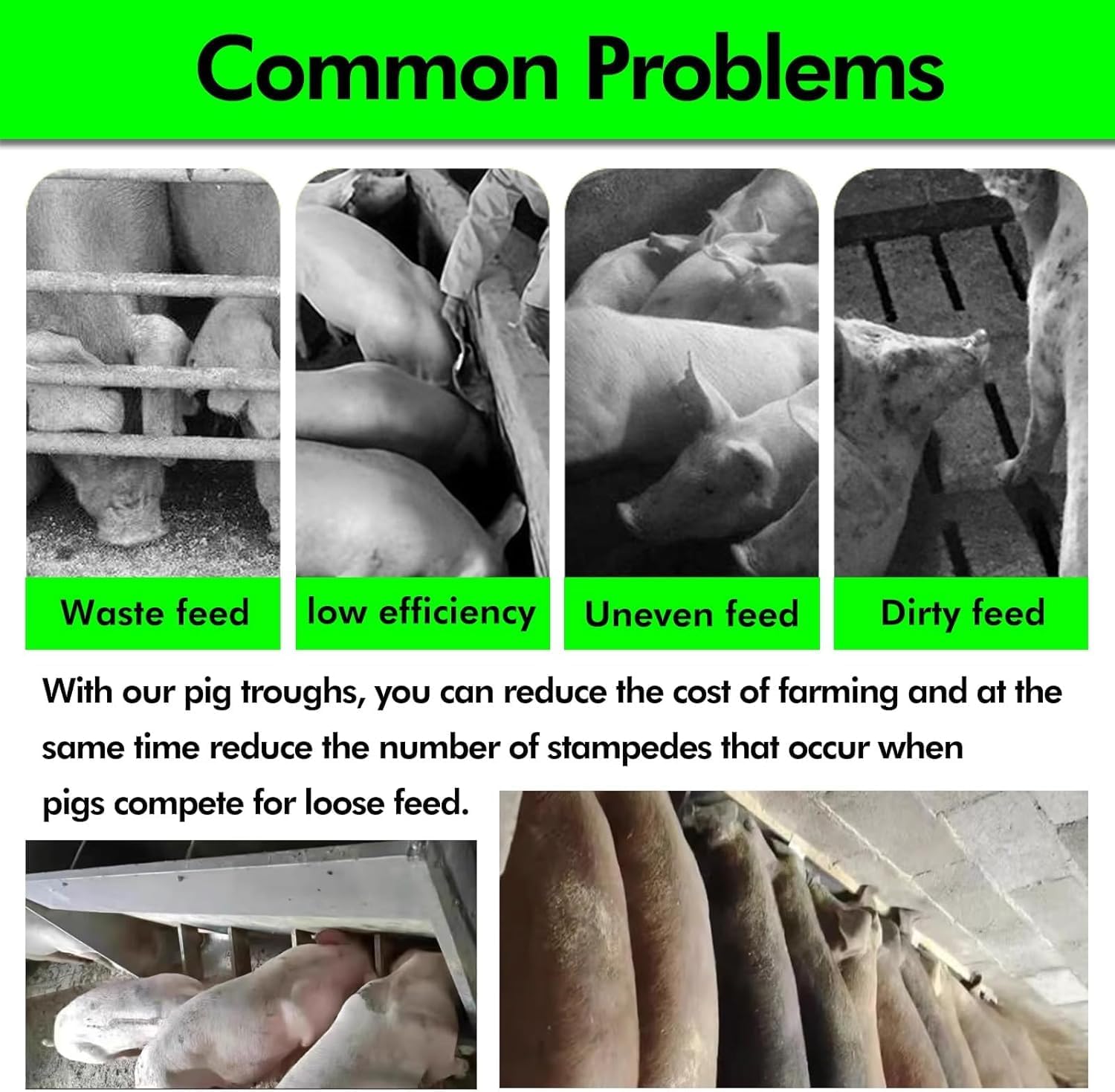 REMYS Portable Livestock Feeding & Watering Supplies, Stainless Steel Pig Food Trough for 5 6 8 10 Bit Piglet, Patio Sheds Pen Farms Pasture Pigs Feeder Hold Hay Feeds(1.2m/3.9ft 7bit)