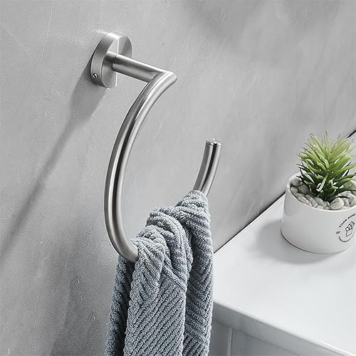 Miniatura 5 de Elegante toallero de mano trapezoidal en negro mate montado en la pared, anillo de toalla de acero inoxidable para decoración moderna de baño