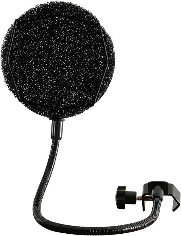 Melon Audio Filtro pop para micrófono – Pantalla de viento pop en capas de esponja con brazo de metal con clip de cuello de cisne flexible mejorado de 360° (incluye filtro adicional)