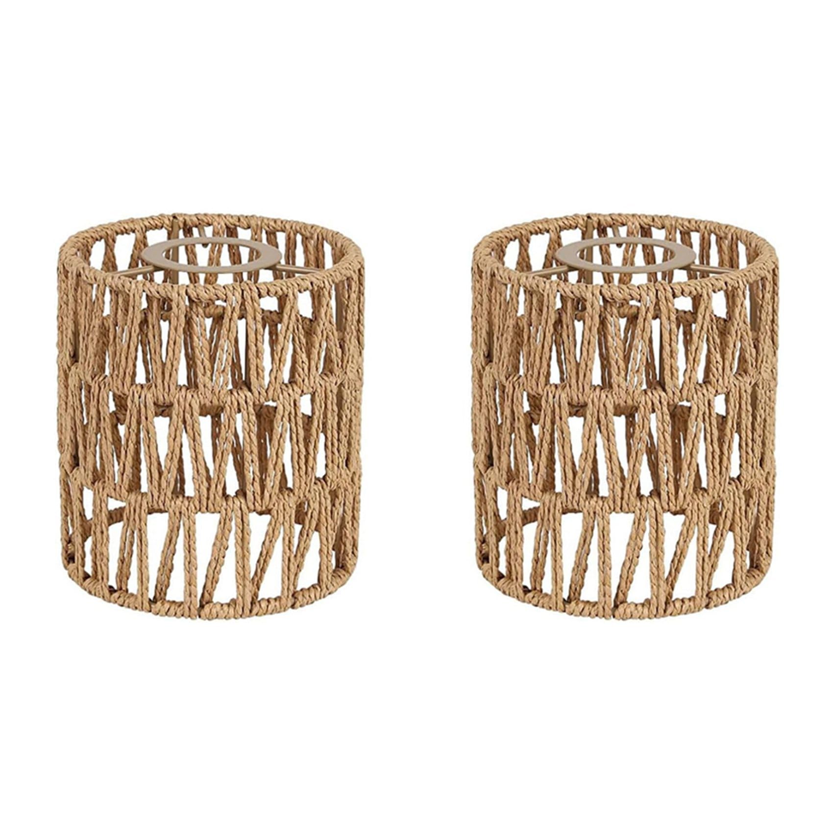MVOSJFIE 2X Boho Shades Replacement 5.9In Height Pendant Sconce Shade Ceiling Fan Light Covers Cylinder Woven Lampshade