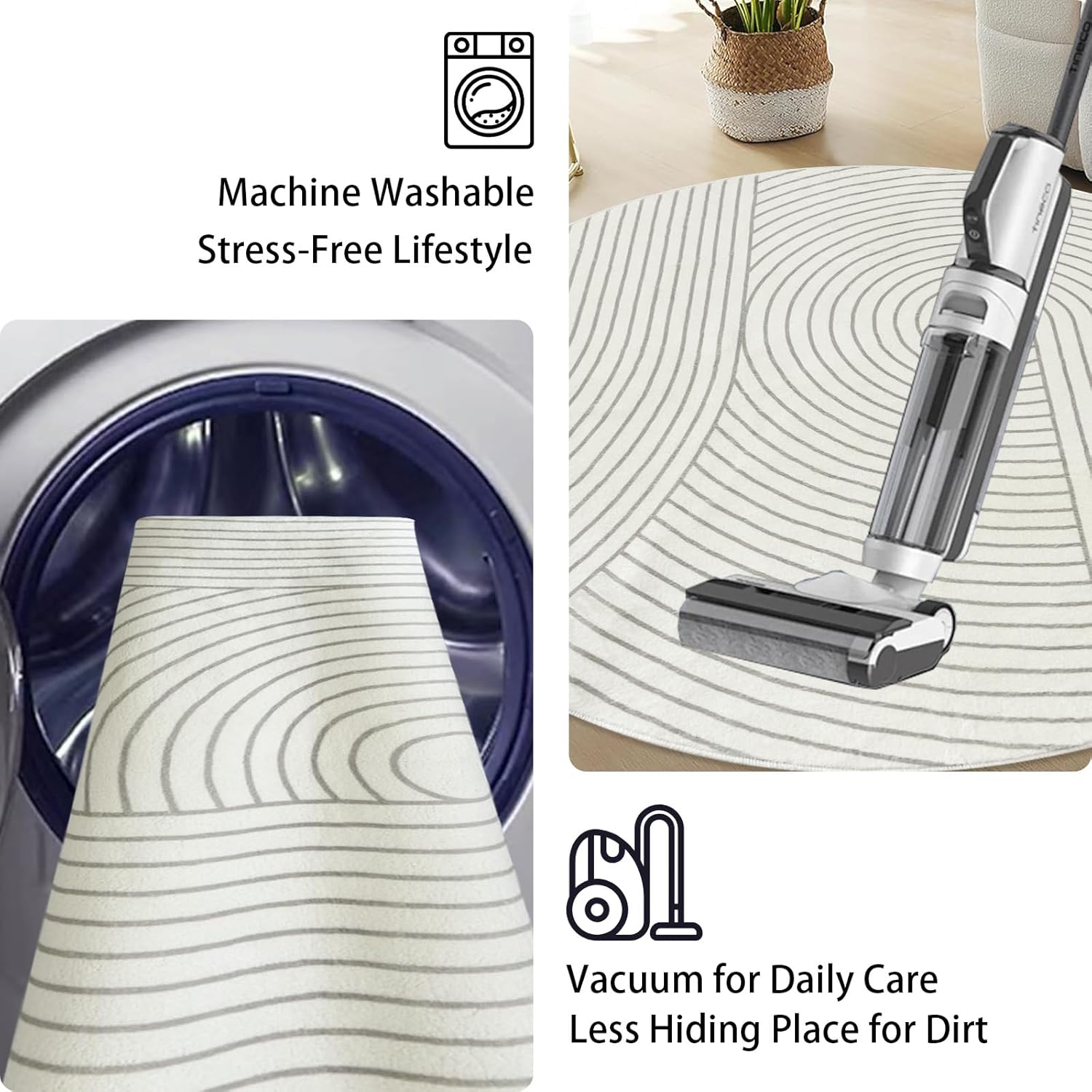 Modern Round Area Rug 6.6Ft Super Large Circle Rug Geometric Carpet Washable Soft Living Room Rug Nonslip Throw Soft Area Rug for Bedroom Dining Room, Half Circle