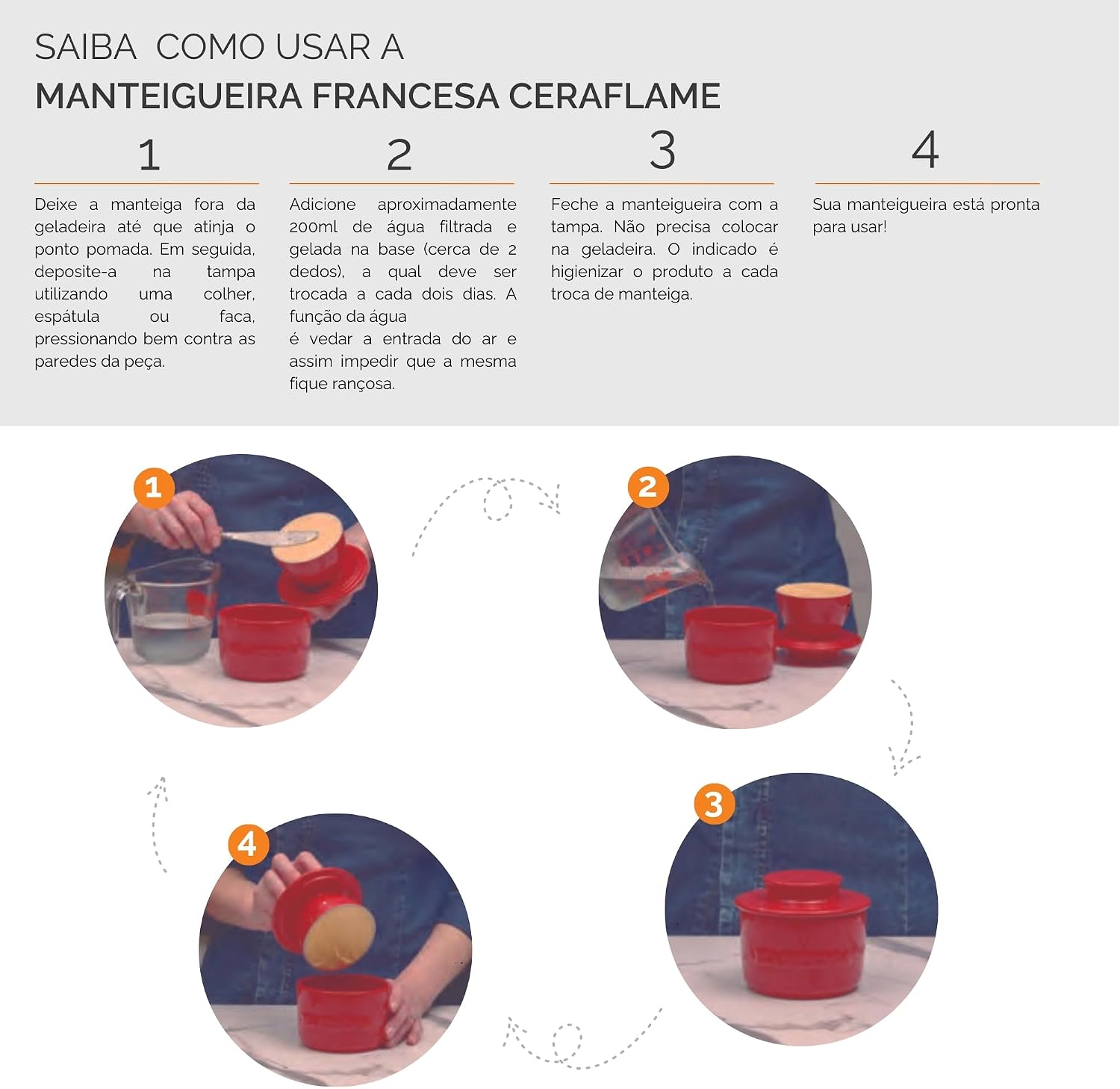 Ceraflame Manteigueira Francesa de Cerâmica 250g - Branco