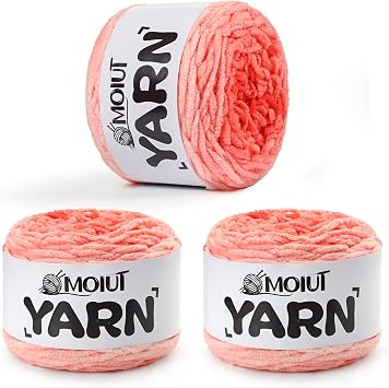 Blanket Perfect Ombre Cake Yarn - Baby Yarn for Crocheting Soft - 3 Pack of 10.6oz/300g - #6 Super Bulky - 197 Yards for Knitting, Crafts & Amigurumi, Chunky Chenille Yarn3 Peach Blossom