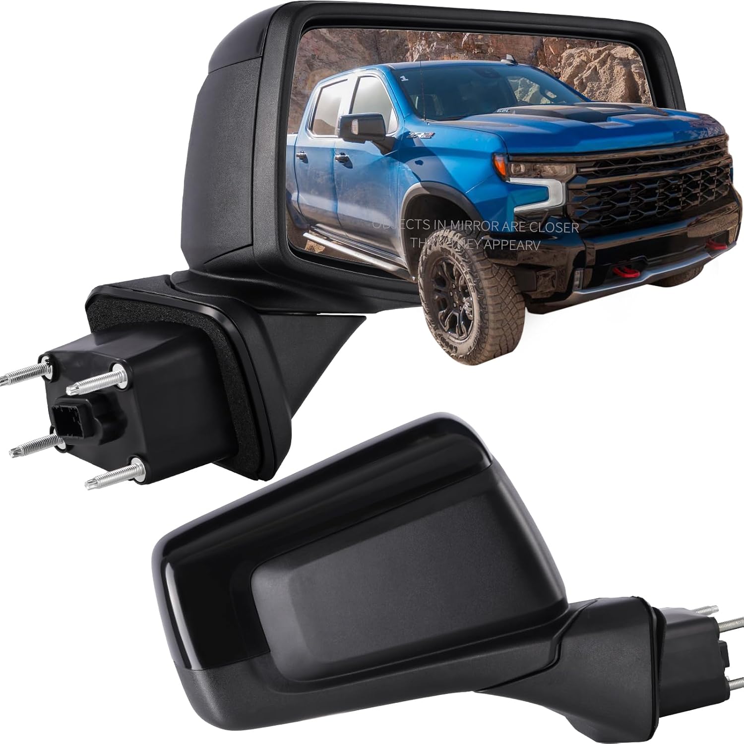 Left Driver Side Mirror Compatible with 2019-2024 Chevy Silverado 1500 Electric Glass Heated Manual Folding Without Turn Signal 5Pins #GM1320583