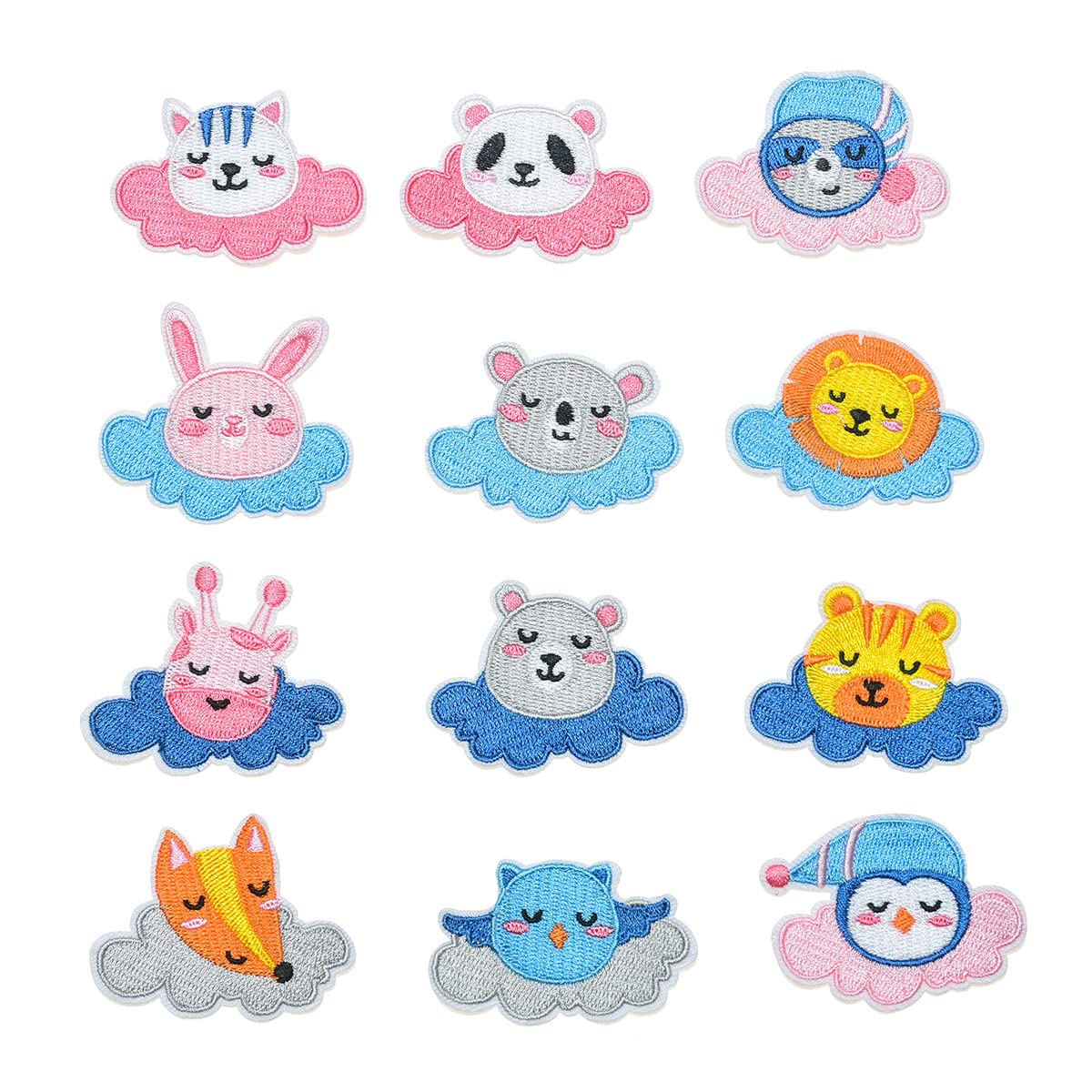 Iron On Applique Repair 12Pcs Embroidered Cloth Stickers Baby Clothes Decoration Patches Sleeping Small Animals Shoes Hats Bags Embroidered Badge Little Fox