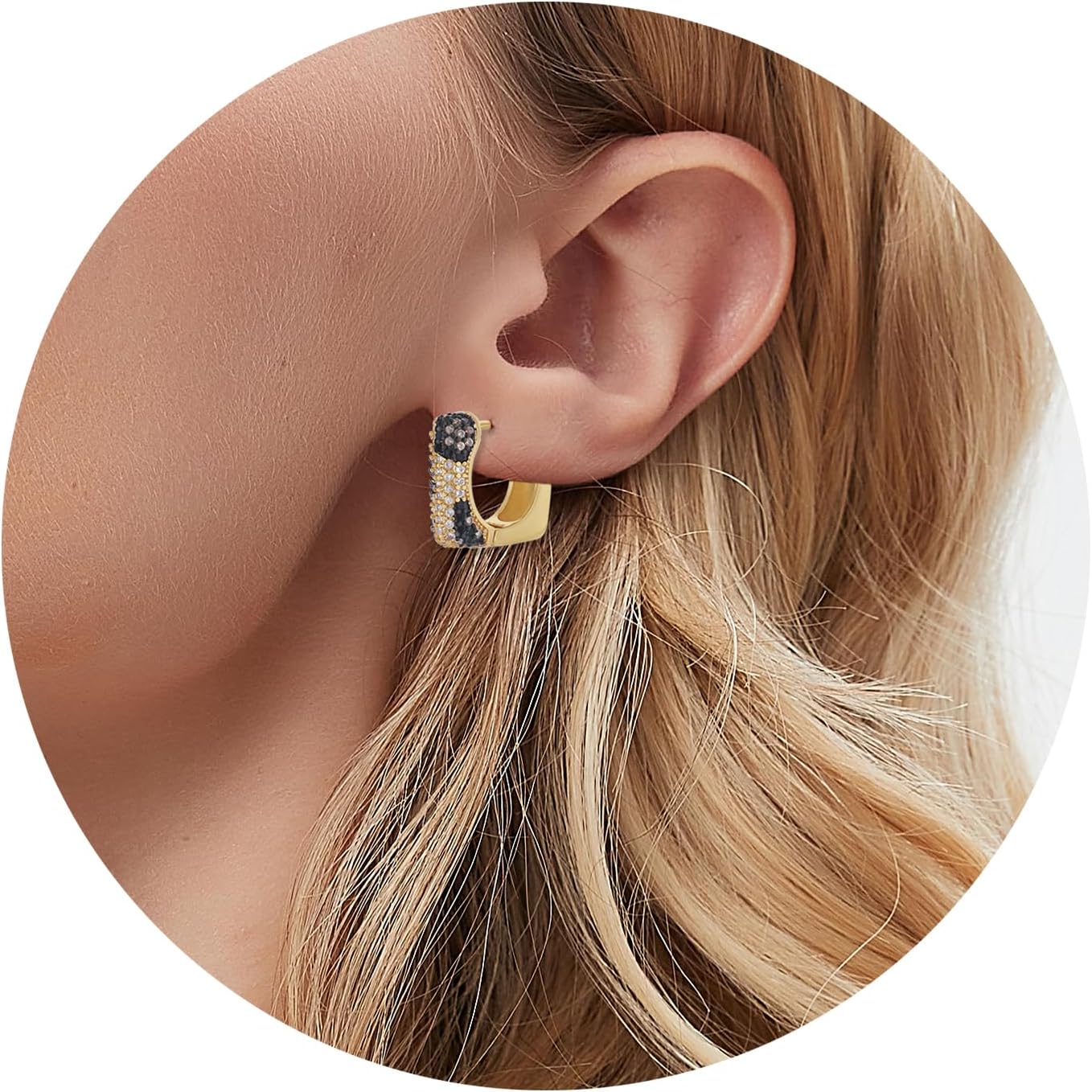 Leopard Print Earrings 22K Gold Plated Shiny CZ Huggie Hoop Earrings Hypoallergenic Women's Stud Earrings Animal Print Jewelry Gifts - Image 2