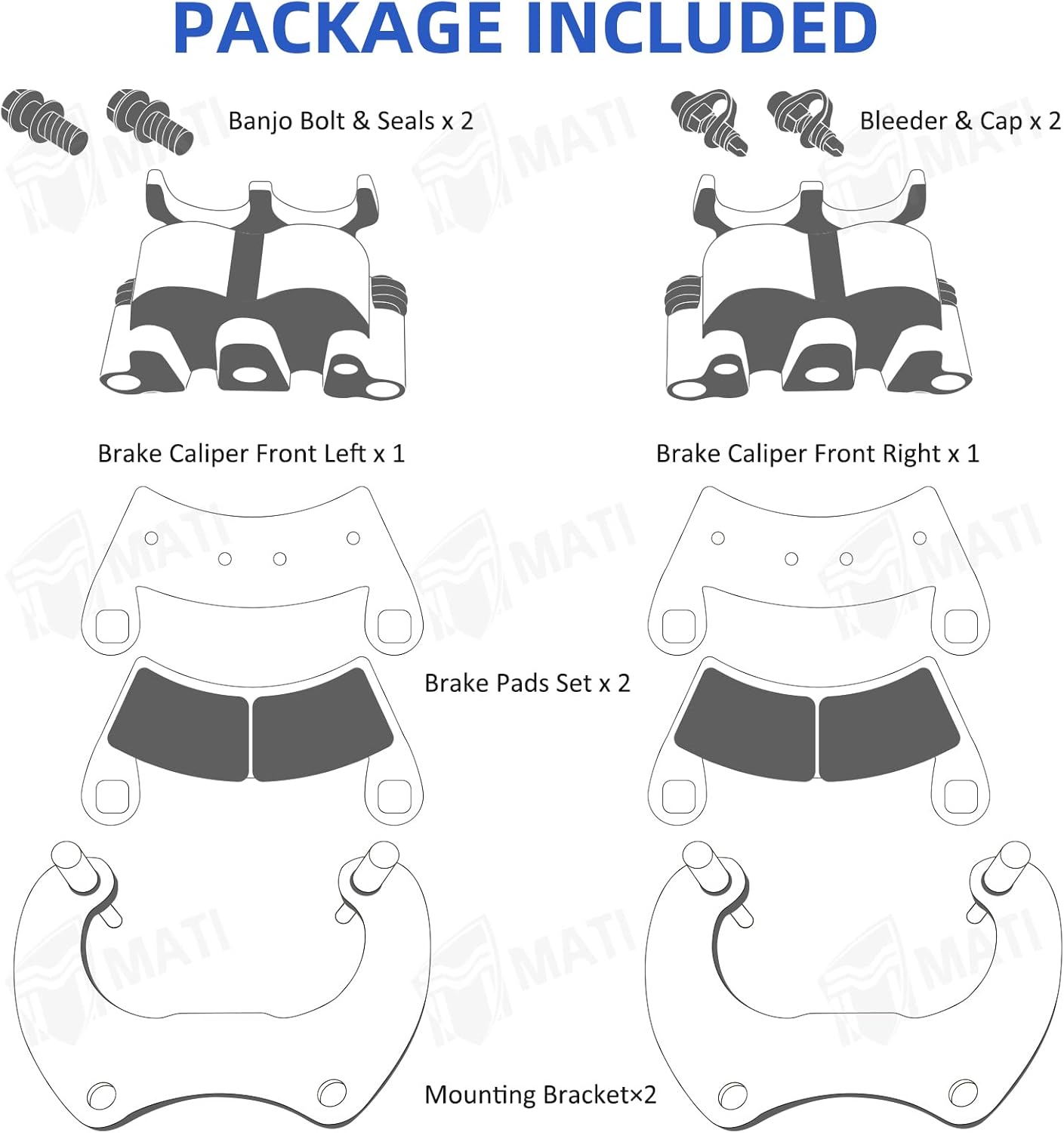 M MATI Rear Left Right Brake Calipers for Polaris RZR Turbo 19-21 RZR XP Turbo RZR XP 4 Turbo 16-21 1912480 1912478 1912479