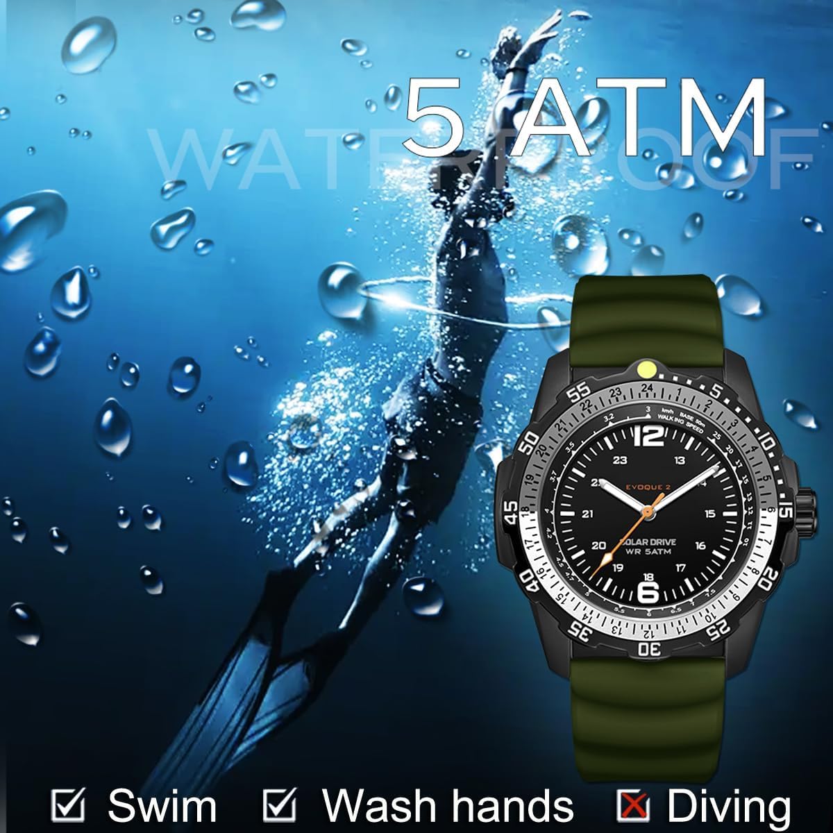 findtime Montre solaire analogique pour homme - Style industriel - Étanche - Tactique - Design cool - Lunette rotative unidirectionnelle - Bracelet en silicone - Boîtier en alliage