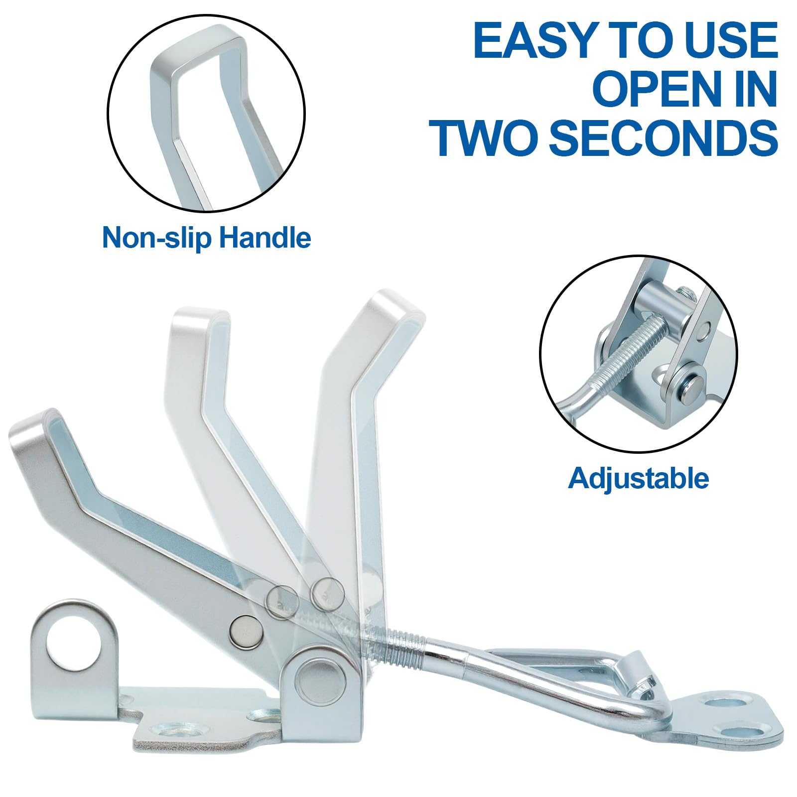 Set di 4 chiusure a leva in acciaio inox, chiusura a leva, chiusura a leva, piccola con foro della serratura, tenditore per leva del ginocchio, chiusura di sicurezza, serratura per armadio, porta