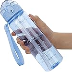OLDLEY 17oz Kids Motivational Water Bottle, Leak-Proof Tritan BPA-Free, Reusable for School Girls & Boys, Silicone Straw, Baby Blue