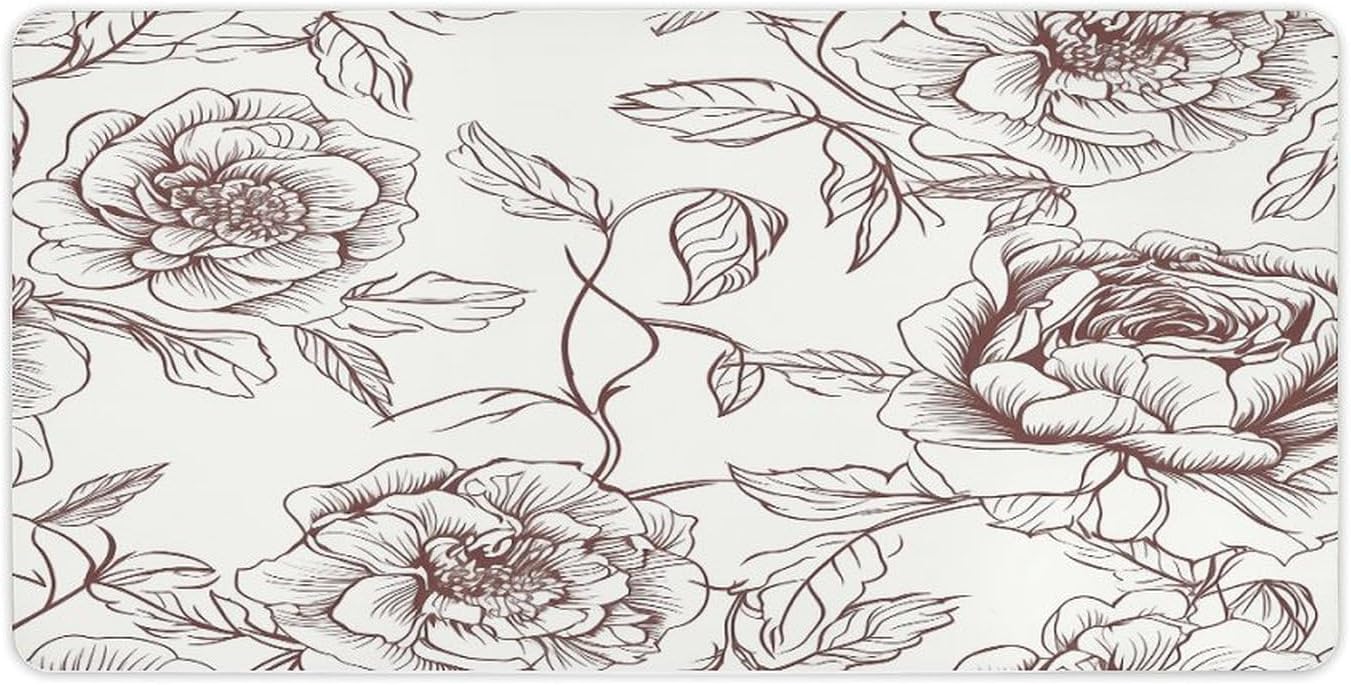 Alfombrilla Escritorio Flor Rosa 60x30cm Goma Antideslizante