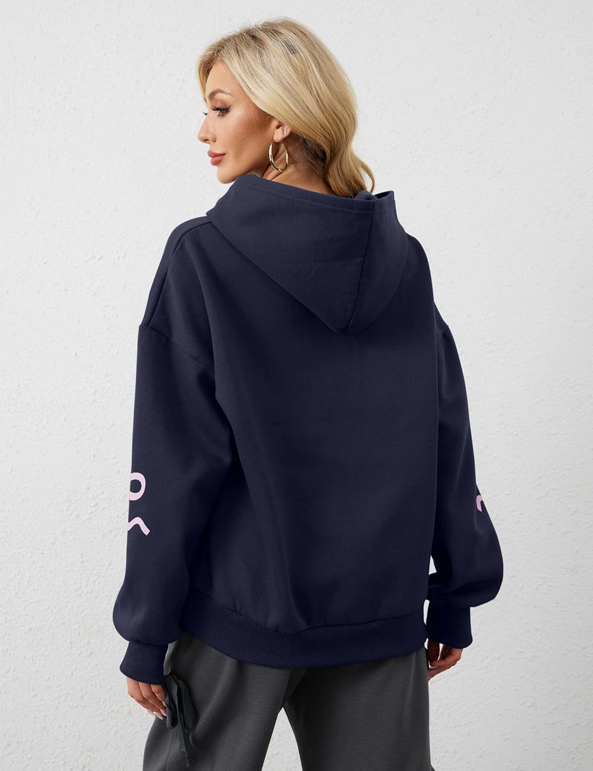 Womens Bow Graphic Hoodie Cute Bow Sweater Oversized Long Sleeve Fleece Sweatshirt Drop Shoulder Pullover Tops - Image 2