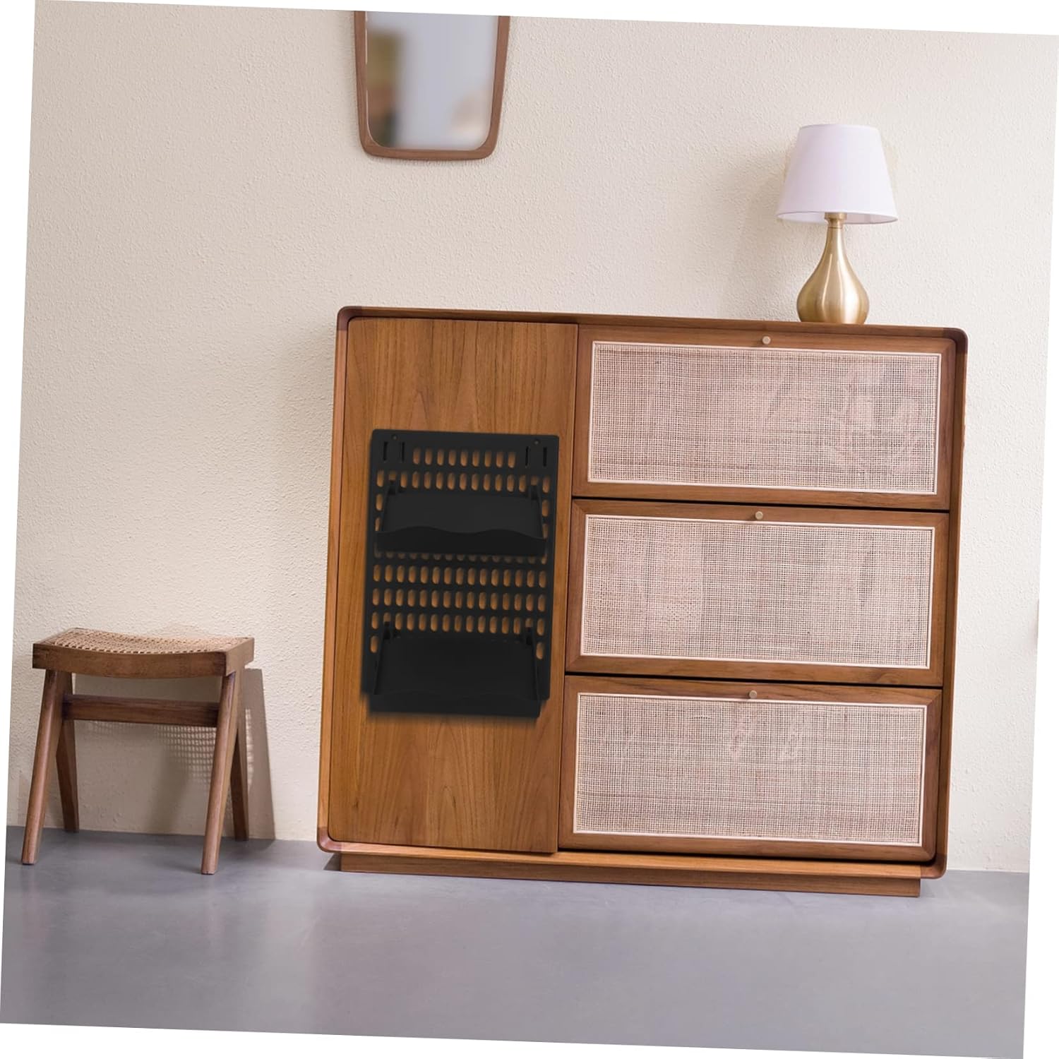 Wall-Mounted Slipper Storage Rack Multi-Functional Shoe Organizer for Bathroom Living Room Easy Install Space-Saving Design with Holders Black