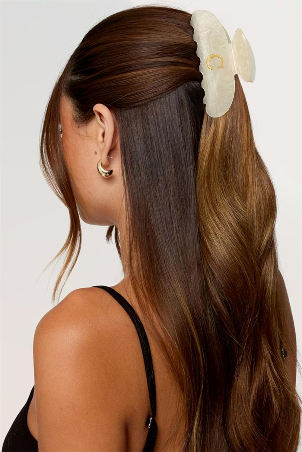 Acrylic Letter Hair Clips For Women Alphabet Hair Claw Initial Hair Clip Fashion Glitter Chic Monogram Claw Clip Hair Accessory Large Hair Clips C - Image 3