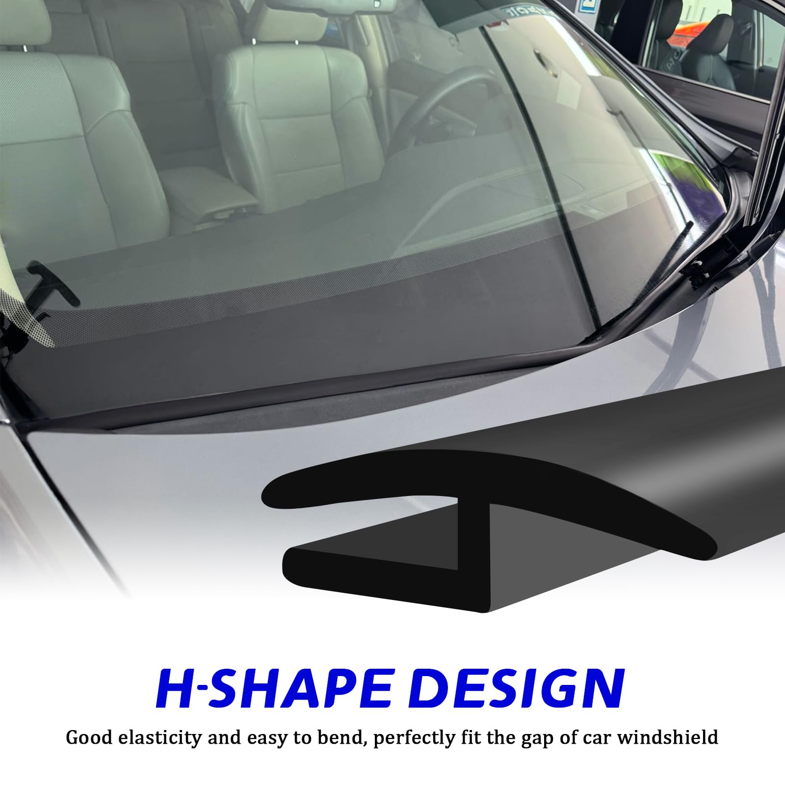 Banda de Goma para Parabrisas Mejorada de 1.8M, Perfil en Forma de H Impermeable y Antiruido, Junta de Ventana de Coche Recortable para la Mayoría de Vehículos