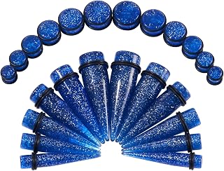 24 unidades de 10 – 20 mm de tamaño grande, piercing para la oreja, acrílico, color negro, verde, azul, blanco, transparente, lila, rosa, Acrílico