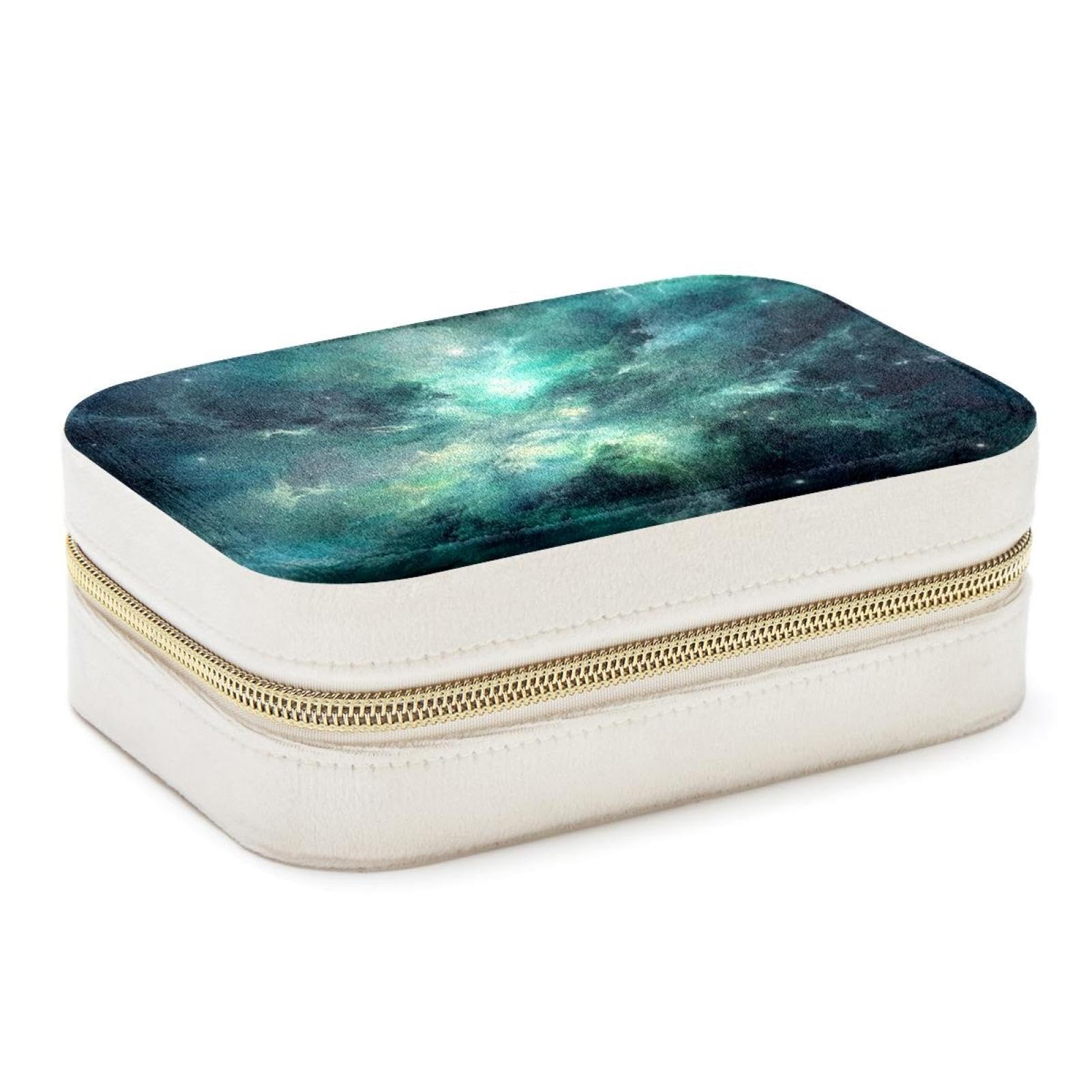 Boîte à bijoux spacieuse galaxie verte grand coffret et étui de transport pour fille