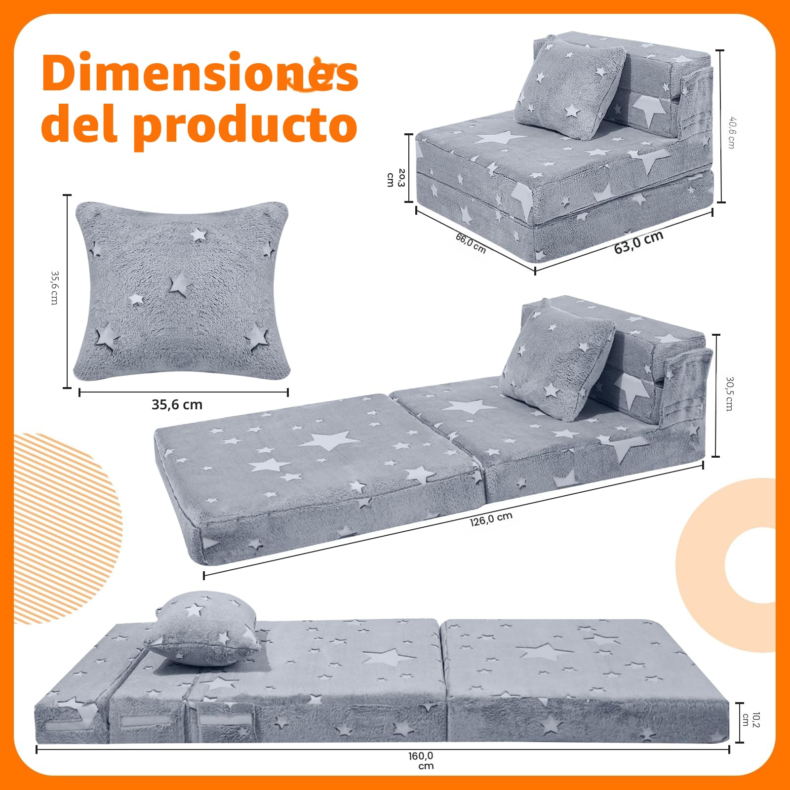 MeMoreCool Sofá Plegable Tri Parainfantil, Colchón Brillante para Niños, Sillones Infantiles, Sillon Bebe, Sala de Juegos