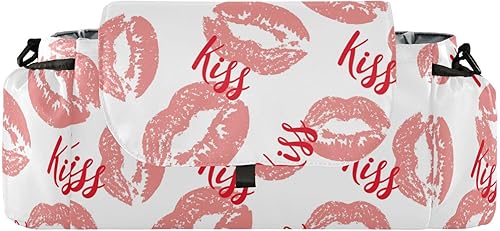 GuoChe stroller console organizer Valentines Kisses Lips Pink Red diaper caddy With Non-Slip Shoulder Strap & Stroller accesorios para carros de